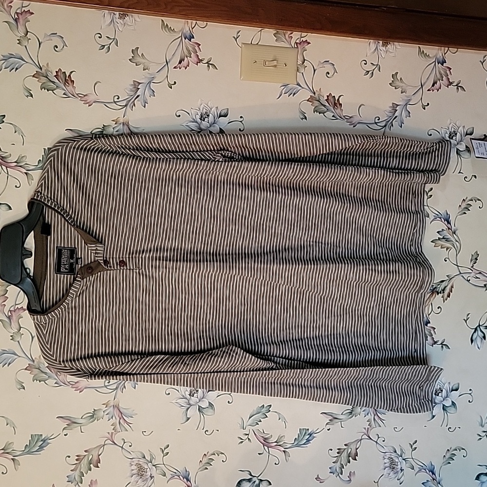 PX NWT Mens Military Green Stripped Henley Tshirt XXL